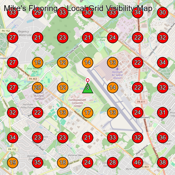 Mike's Flooring GeoGrid visibility map for Flooring Contractor in Warrington